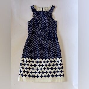 Boden Pixie Clover Shift Style Navy & White Printed Dress